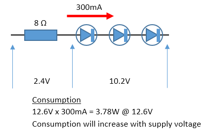 Unregulated LED light schematic